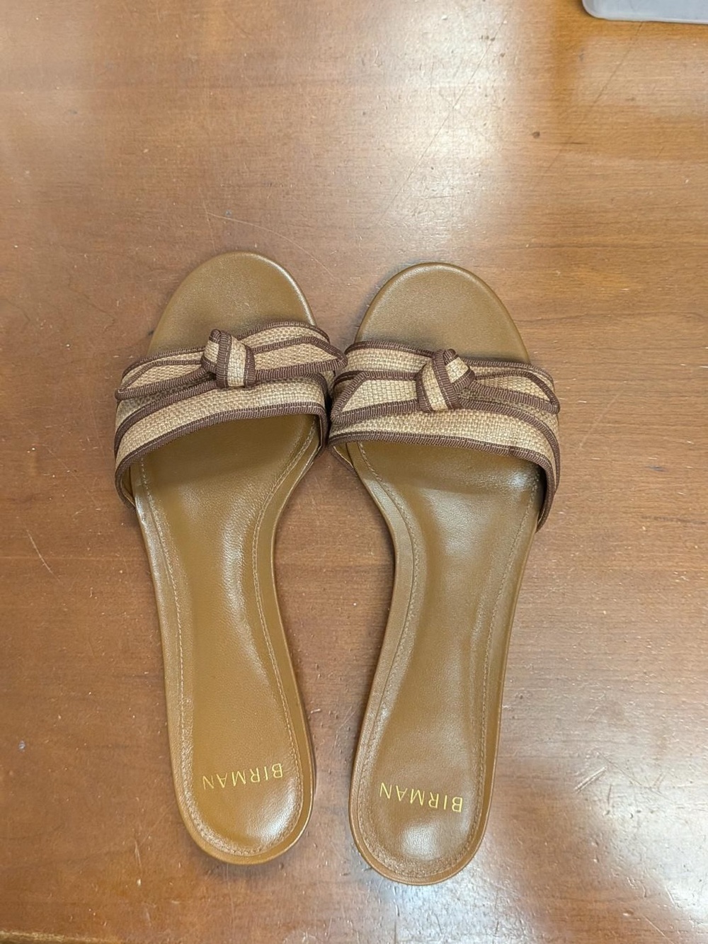Alexandre Birman Tan and Brown Knotted Slide Sandals